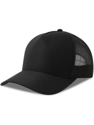 Atlantis Dempo 5 Panel Unstructured Mid Profile Mid Visor Textured Stretch Recycled Trucker Cap Adult - Image 2