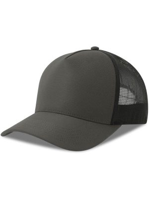 Atlantis Dempo 5 Panel Unstructured Mid Profile Mid Visor Textured Stretch Recycled Trucker Cap Adult - Image 3