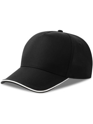 Atlantis Recy Five Piping 5 Panel Structured Mid Profile Curved Visor Recycled Cap Adult - Image 2