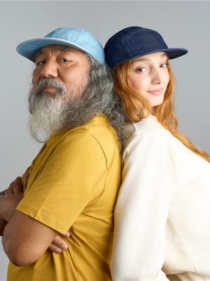 Atlantis Ruby 5 Panel Unstructured Low Profile Flat Visor Denim Recycled Camper Cap Adult - Image 1