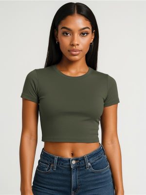 Casual Classics Premium Combed 220 Cropped Baby Tee Ladies - Image 18