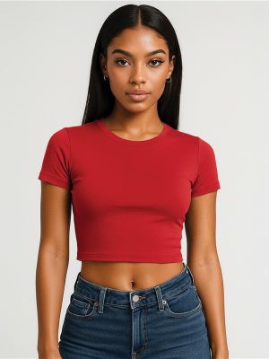 Casual Classics Premium Combed 220 Cropped Baby Tee Ladies - Image 33