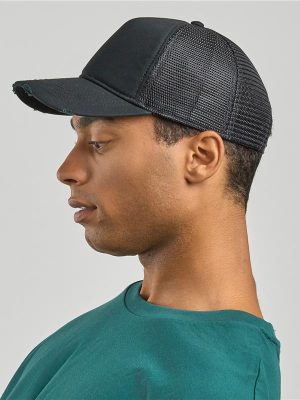 Atlantis Rapper Destroyed 5 Panel Weathered Trucker Cap Adult - Image 1