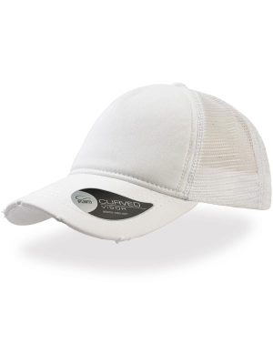 Atlantis Rapper Destroyed 5 Panel Weathered Trucker Cap Adult - Image 6