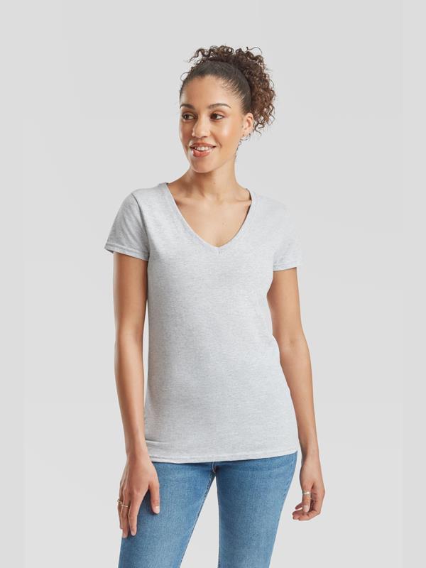 Fruit Of The Loom Valueweight Open End 165 Regular Fit V Neck Tee Ladies