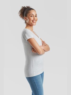 Fruit Of The Loom Valueweight Open End 165 Regular Fit V Neck Tee Ladies - Image 19