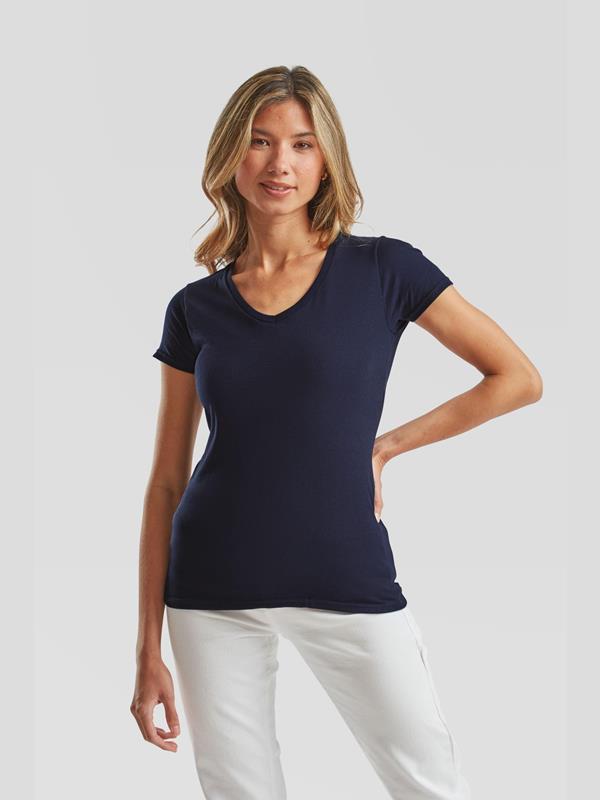 Fruit Of The Loom Iconic Combed 150 Regular Fit V Neck Tee Ladies