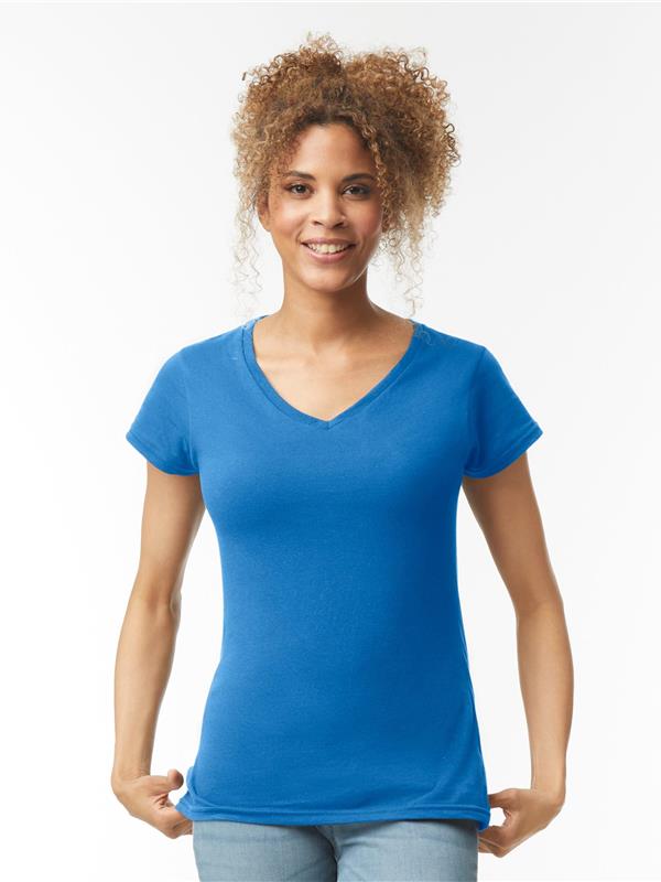 Gildan Softstyle Ringspun 150 Regular Fit V Neck Tee Ladies