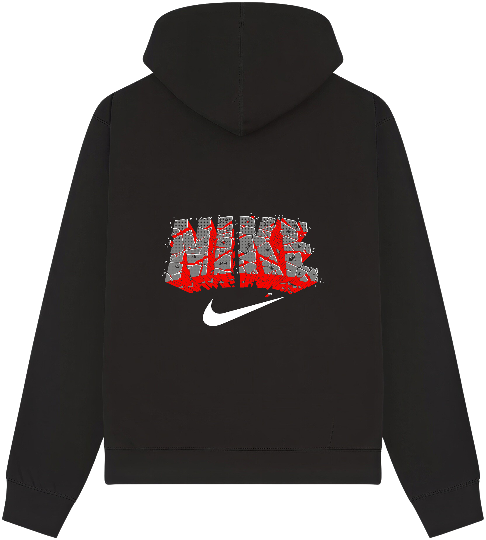 Nike Black & Red Brick Hoodie - Image 4
