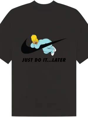 Nike Homer Simpson Sleeping Just Do It Later T-Shirt - Image 4