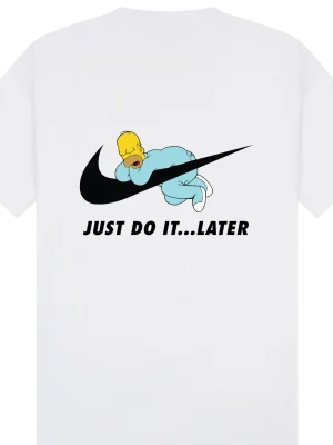 Nike Homer Simpson Sleeping Just Do It Later T-Shirt - Image 2