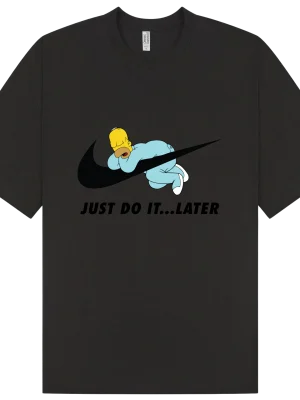 Nike Homer Simpson Sleeping Just Do It Later T-Shirt - Image 3