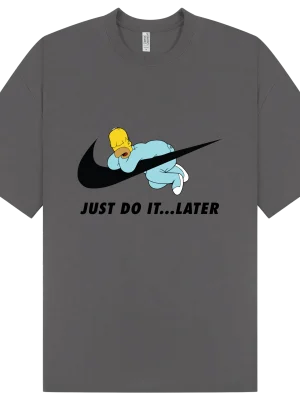 Nike Homer Simpson Sleeping Just Do It Later T-Shirt - Image 5