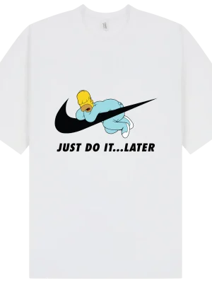 Nike Homer Simpson Sleeping Just Do It Later T-Shirt - Image 1