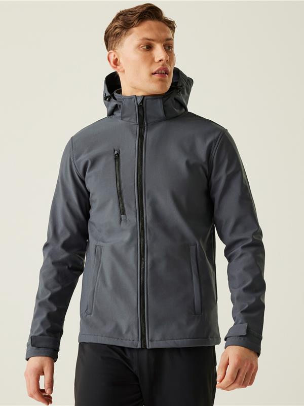 Regatta Professional Venturer 300 3 Layer Hooded Softshell FZ Adult in Seal Grey/Black