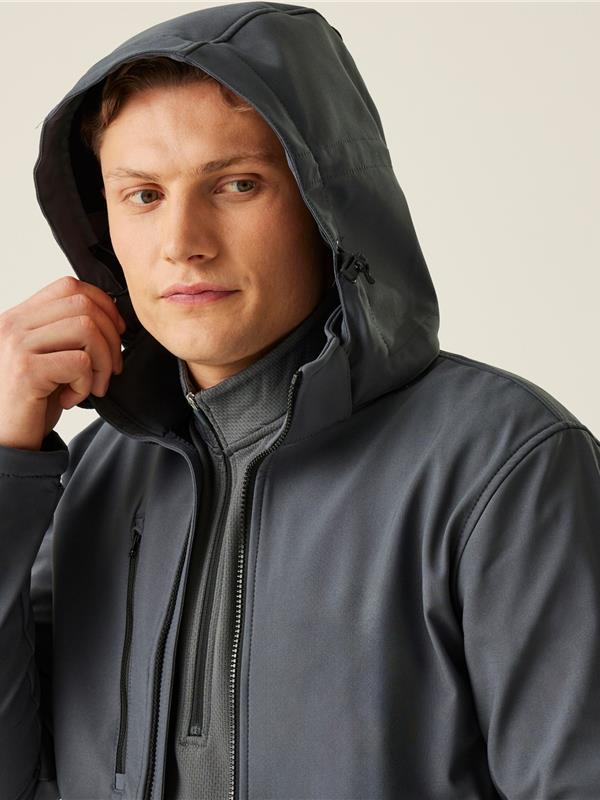 Regatta Professional Venturer 300 3 Layer Hooded Softshell FZ Adult in Seal Grey/Black