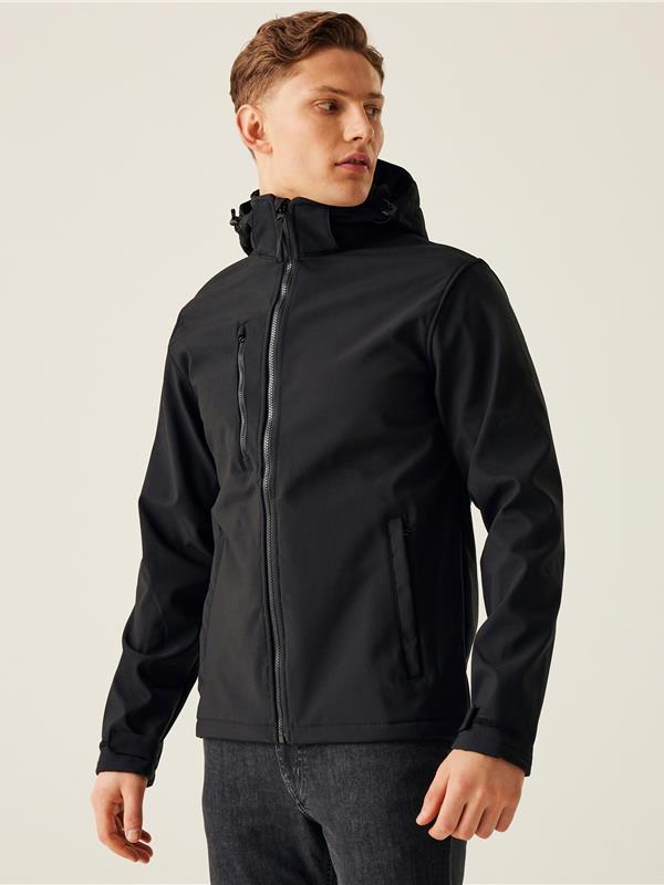 Regatta Professional Venturer 300 3 Layer Hooded Softshell FZ Adult in Black/Black