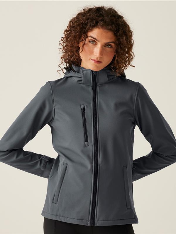 Regatta Professional Venturer 300 3 Layer Hooded Softshell FZ Ladies in Seal Grey/Black