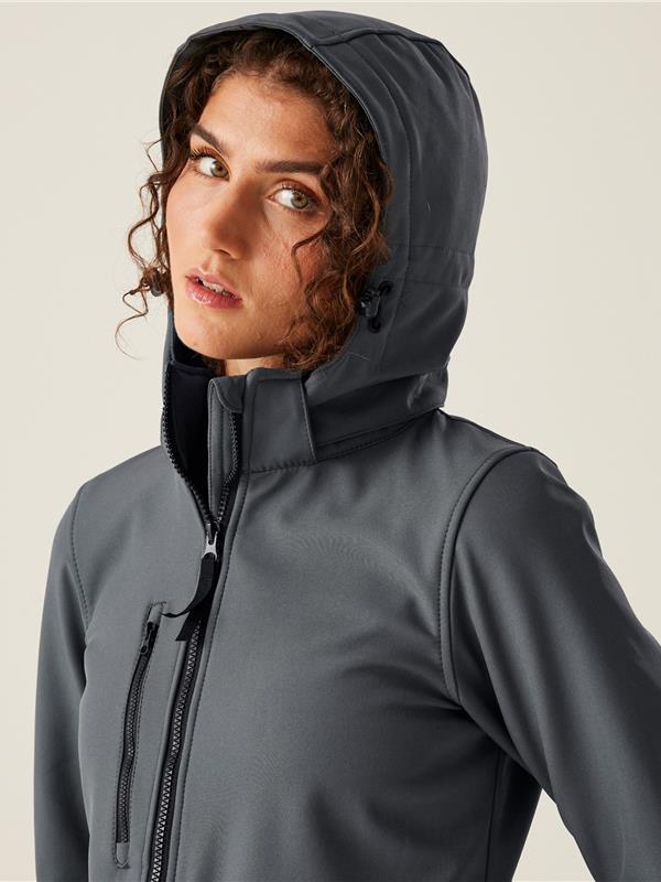 Regatta Professional Venturer 300 3 Layer Hooded Softshell FZ Ladies in Seal Grey/Black