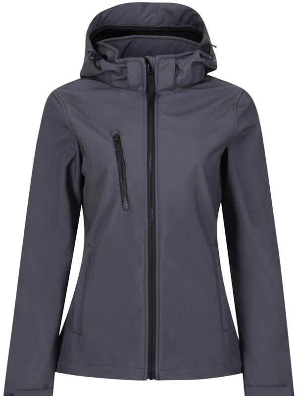 Regatta Professional Venturer 300 3 Layer Hooded Softshell FZ Ladies in Seal Grey/Black