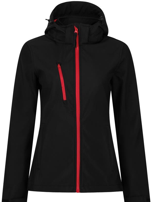 Regatta Professional Venturer 300 3 Layer Hooded Softshell FZ Ladies in Black/Classic Red