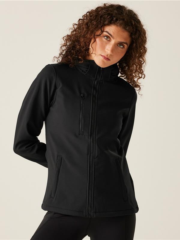 Regatta Professional Venturer 300 3 Layer Hooded Softshell FZ Ladies in Black/Black