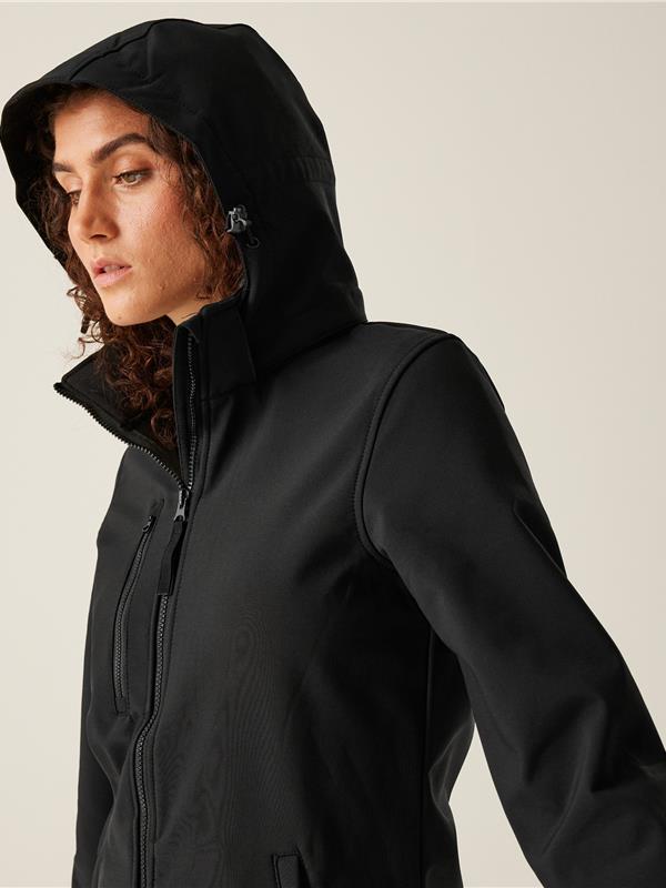 Regatta Professional Venturer 300 3 Layer Hooded Softshell FZ Ladies in Black/Black