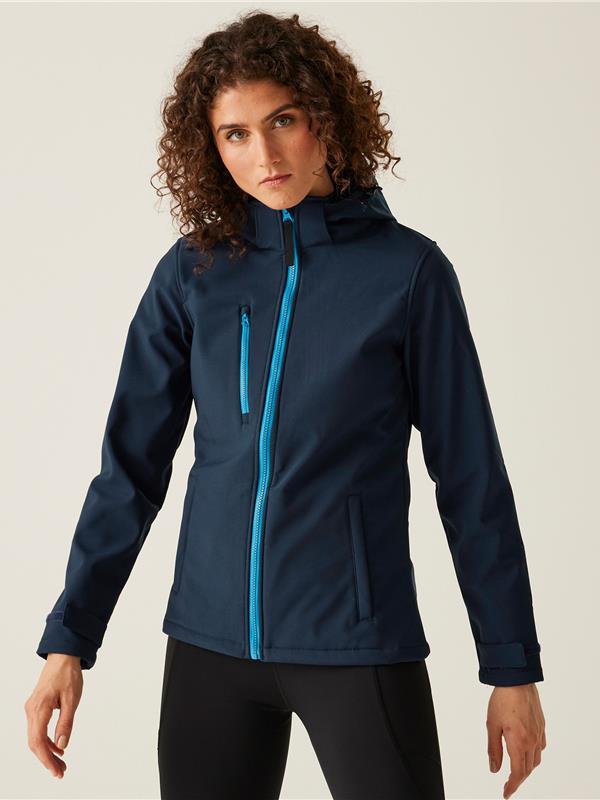 Regatta Professional Venturer 300 3 Layer Hooded Softshell FZ Ladies in Navy/French Blue