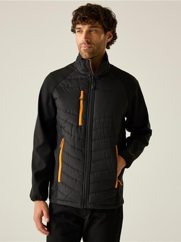 Regatta Professional Pro Universal Hybrid Jacket Adult in Black/Orange Pop