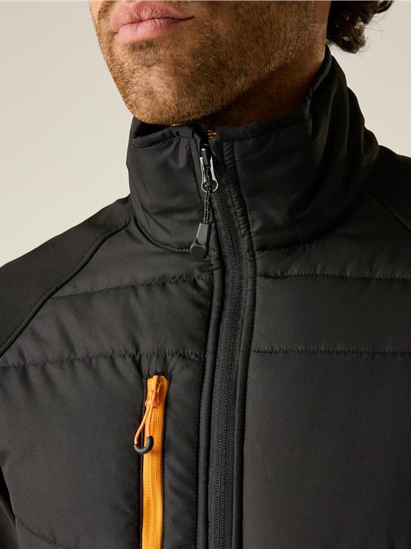 Regatta Professional Pro Universal Hybrid Jacket Adult in Black/Orange Pop