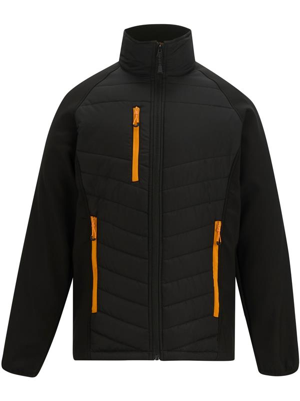 Regatta Professional Pro Universal Hybrid Jacket Adult in Black/Orange Pop