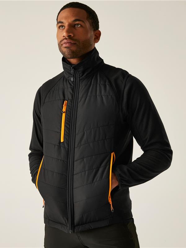 Regatta Professional Pro Universal Hybrid Bodywarmer Adult in Black/Orange Pop