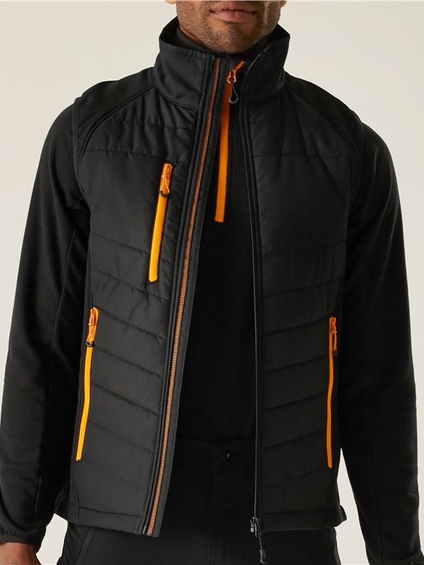 Regatta Professional Pro Universal Hybrid Bodywarmer Adult in Black/Orange Pop