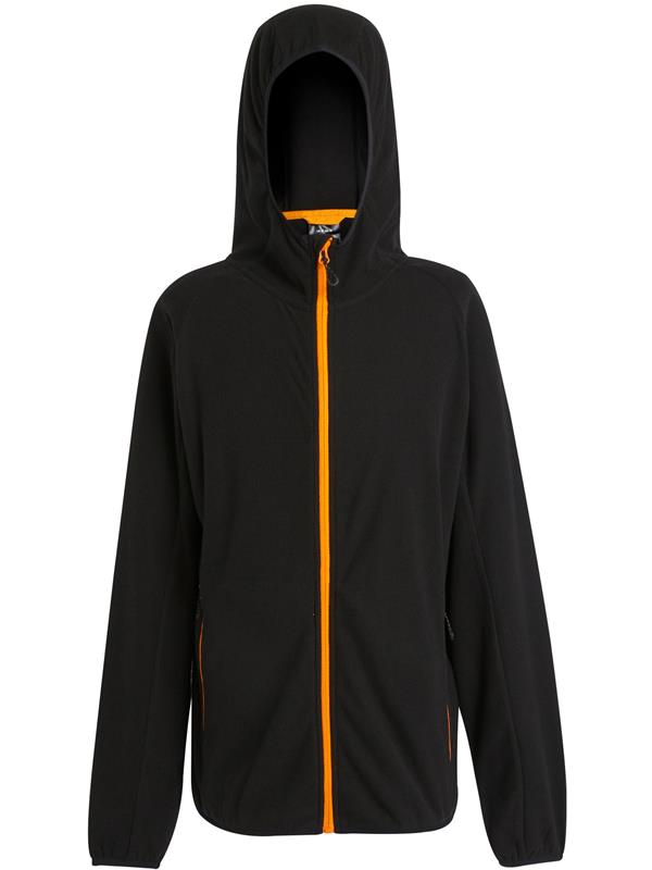 Regatta Professional Navigate 180 Hooded Fleece FZ Adult in Black/Orange Pop