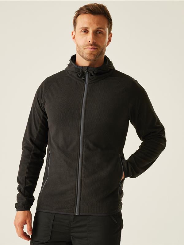 Regatta Professional Navigate 180 Hooded Fleece FZ Adult in Black/Seal Grey