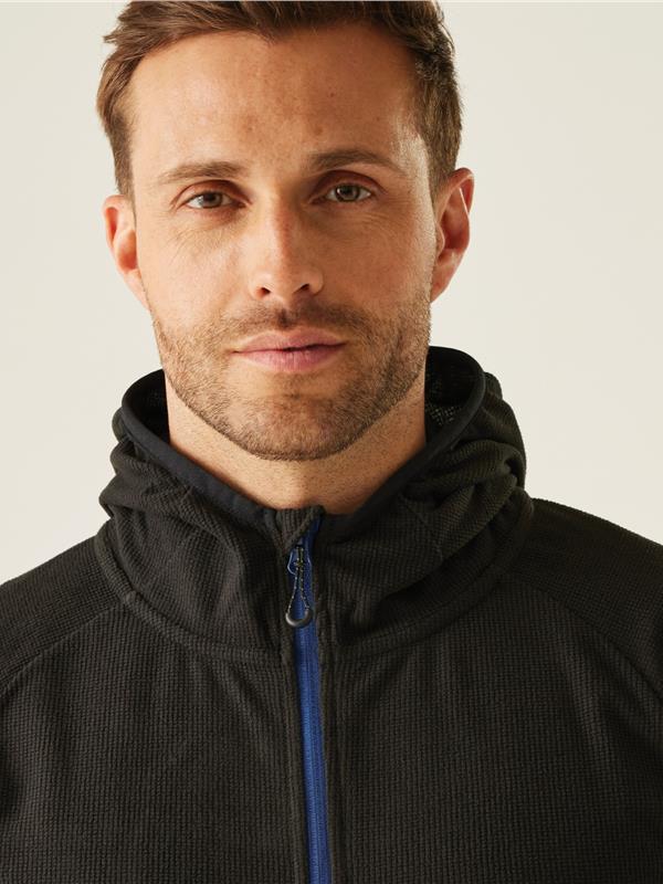 Regatta Professional Navigate 180 Hooded Fleece FZ Adult in Black/New Royal