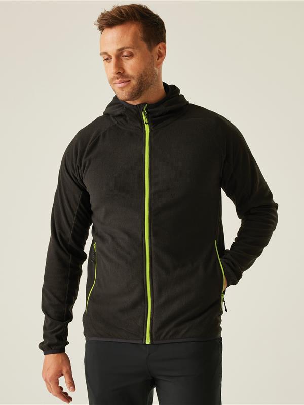 Regatta Professional Navigate 180 Hooded Fleece FZ Adult in Black/Lime