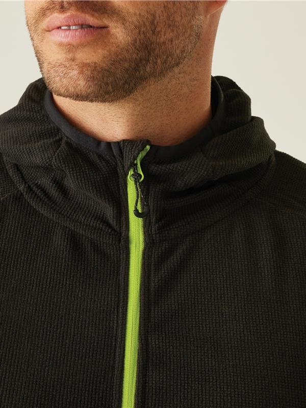 Regatta Professional Navigate 180 Hooded Fleece FZ Adult in Black/Lime