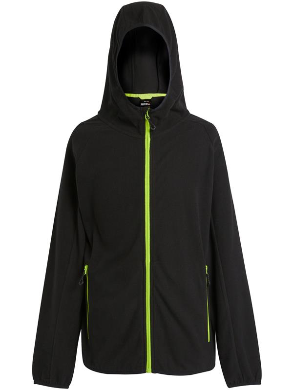 Regatta Professional Navigate 180 Hooded Fleece FZ Adult in Black/Lime