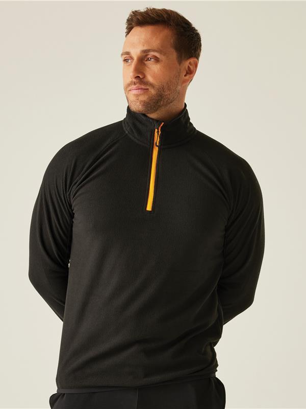 Regatta Professional Navigate 180 Quarter Zip Fleece Adult in Black/Orange Pop