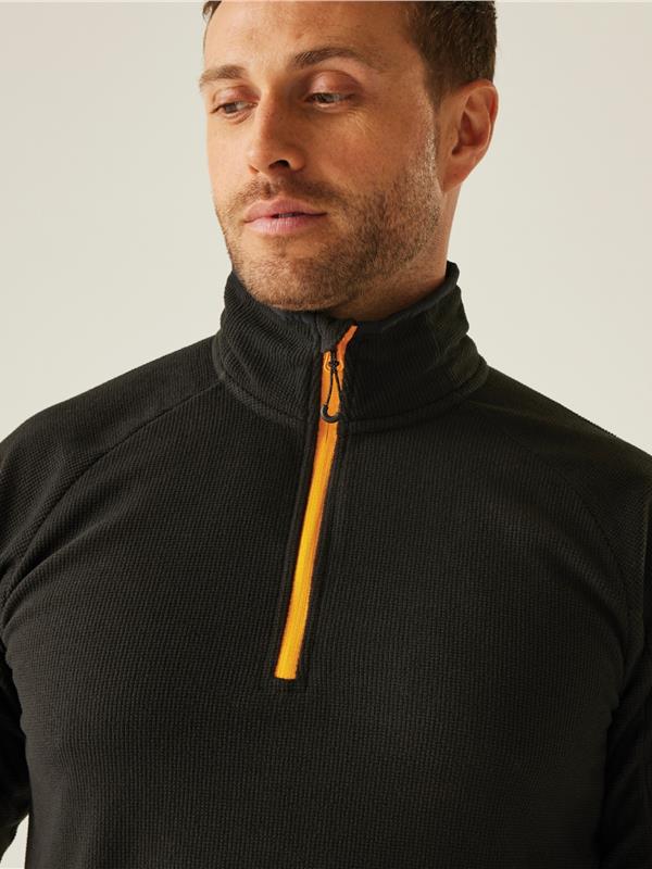 Regatta Professional Navigate 180 Quarter Zip Fleece Adult in Black/Orange Pop
