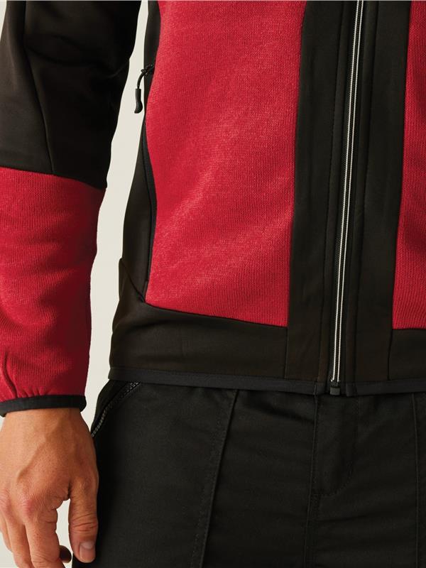 Regatta Professional Evolve 250 Knitted Stretch Softshell FZ Adult in Classic RedBlack