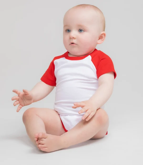 Larkwood Essential Short Sleeve Baby Baseball Bodysuit